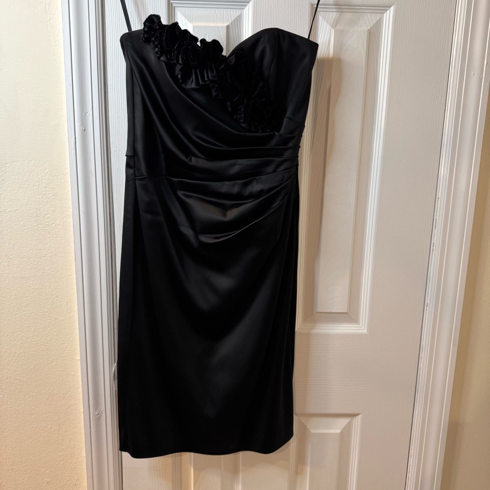 White House Black Market Black Satin midi dress